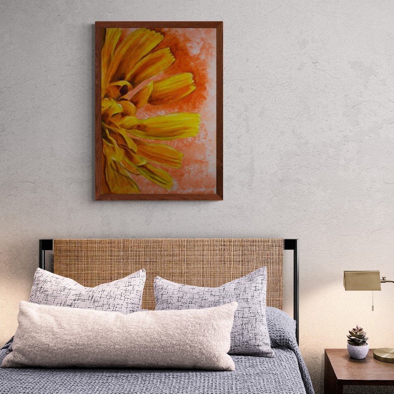 Oil painting on canvas 0range and yellow 70 × 100 -Big flower