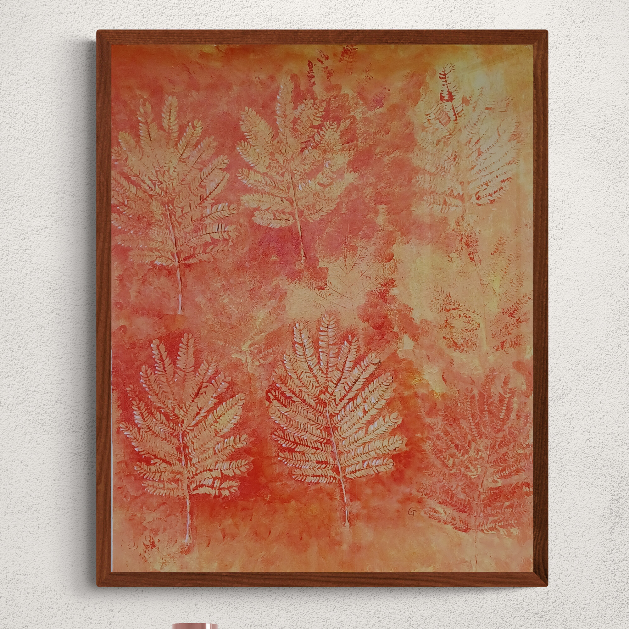 Acrilico astratto colore rosso-Albizia 70x56cm
