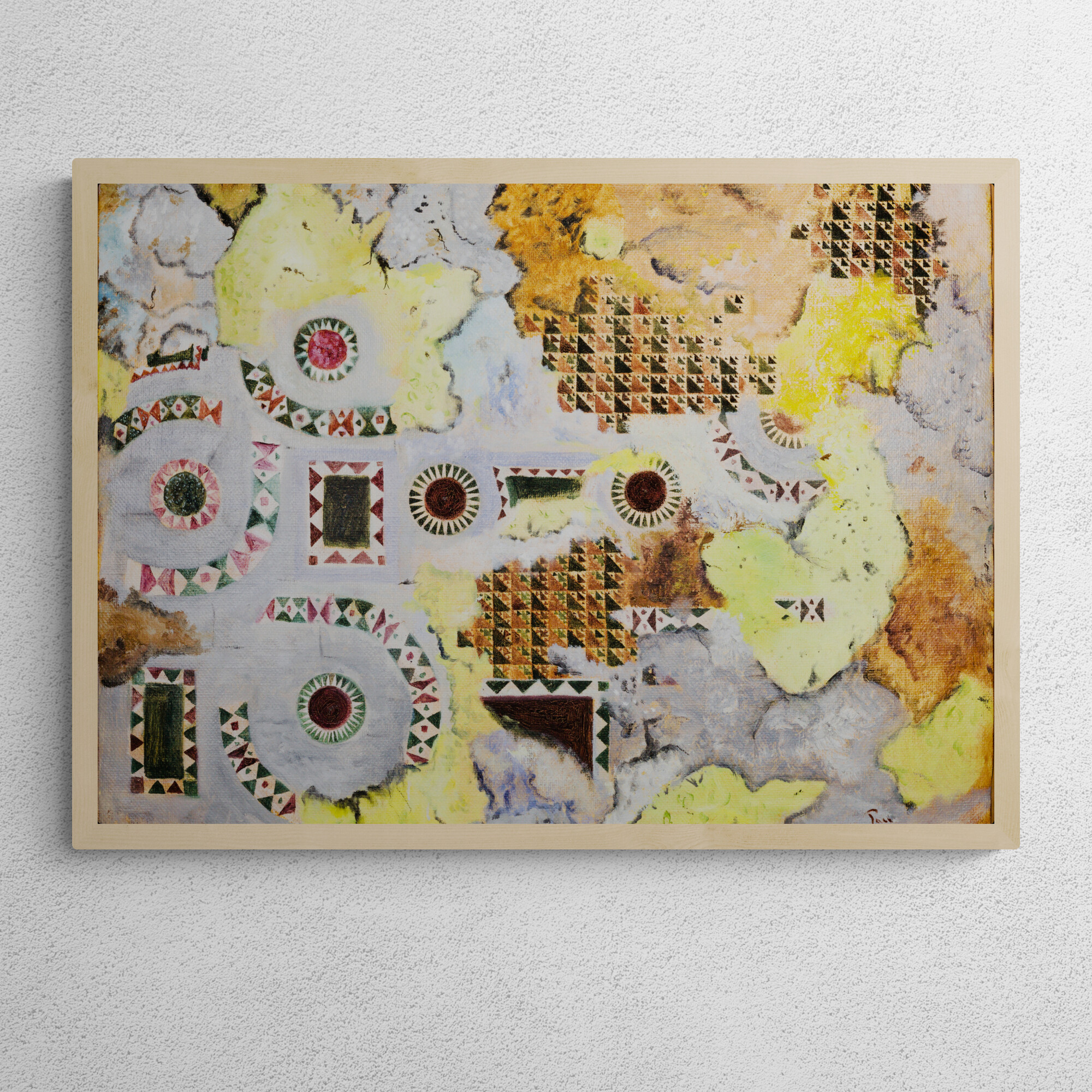 Acrilico-dipinto-astratto-su-tela---Pavimento e lichene - 50x70 cm