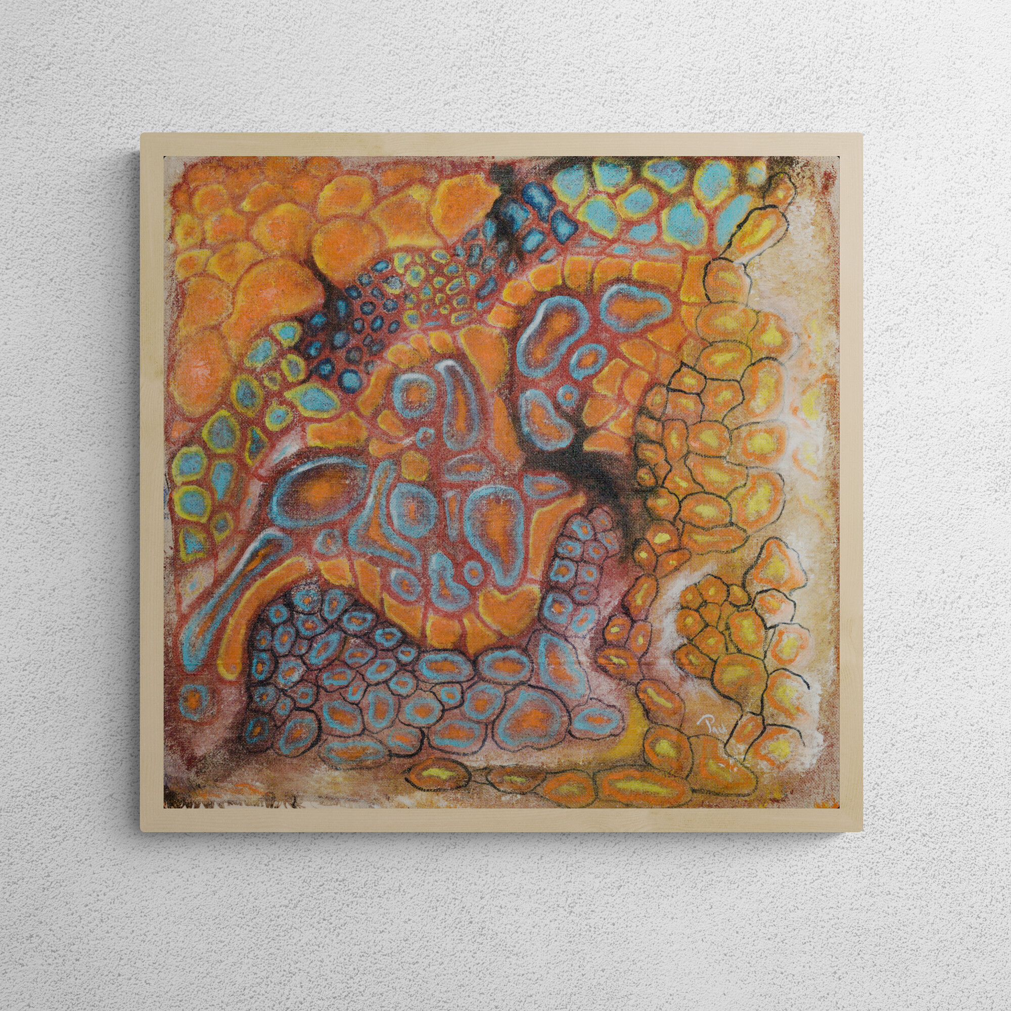 Dipinto acrilico astratto su tela-Farfalle 57×55 cm