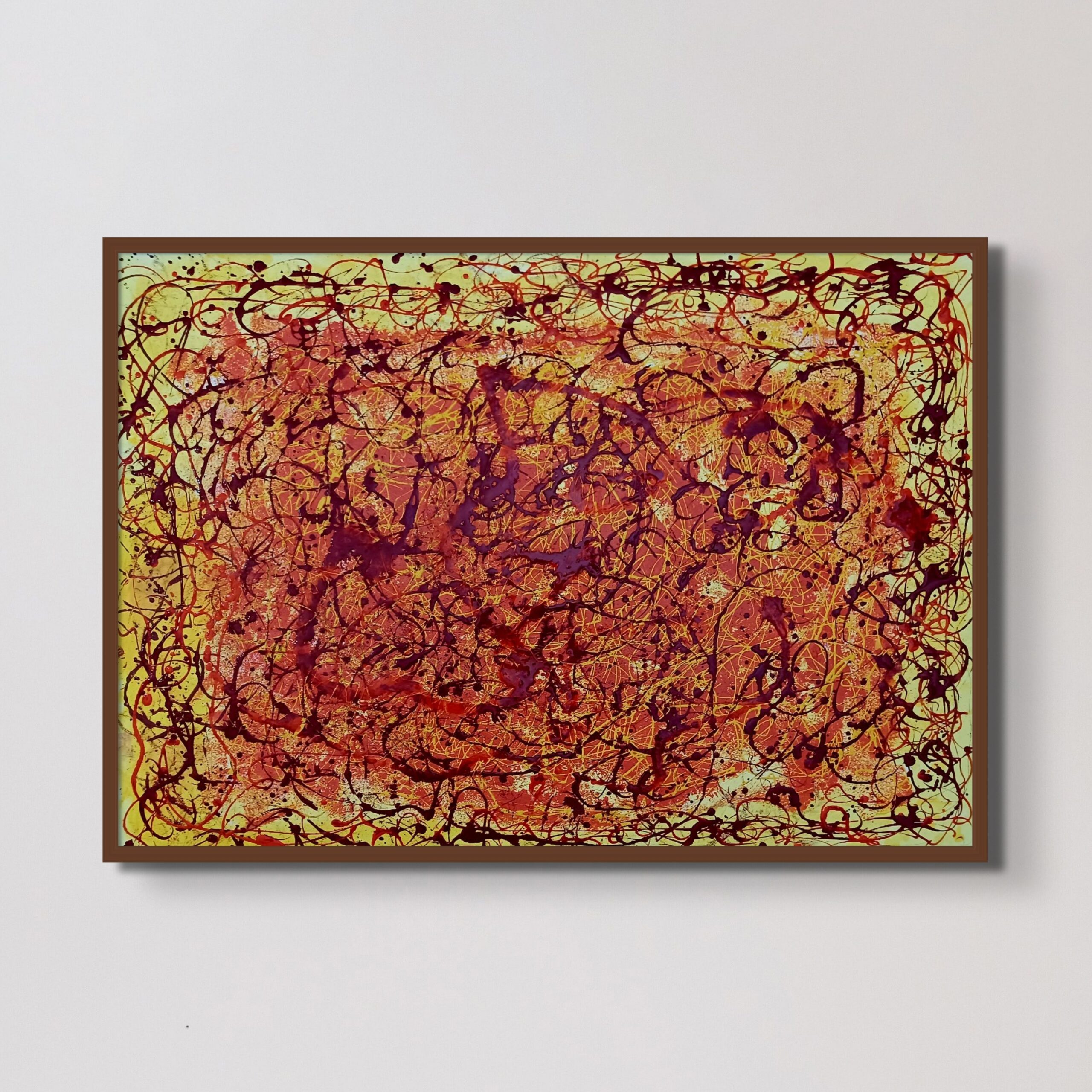 Dipinto astratto informale colore rosso giallo - Drip3-70x100cm